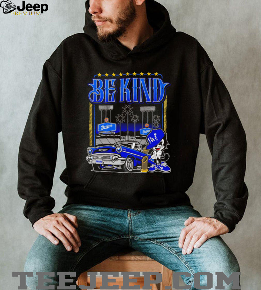 Los Angeles Dodgers Be Kind Vintage Blue Car T Shirt