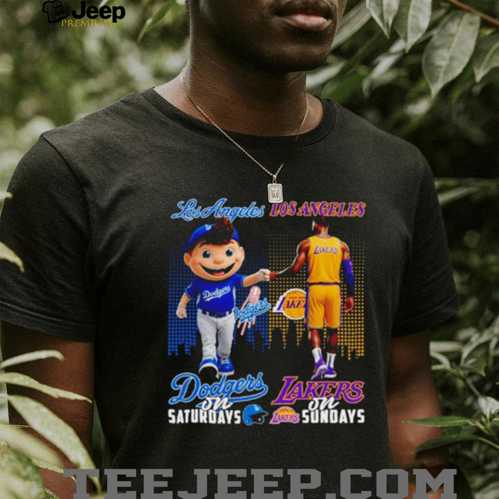 Los Angeles Dodgers on Saturdays LA Lakers on Sundays City Sports Fan T Shirt
