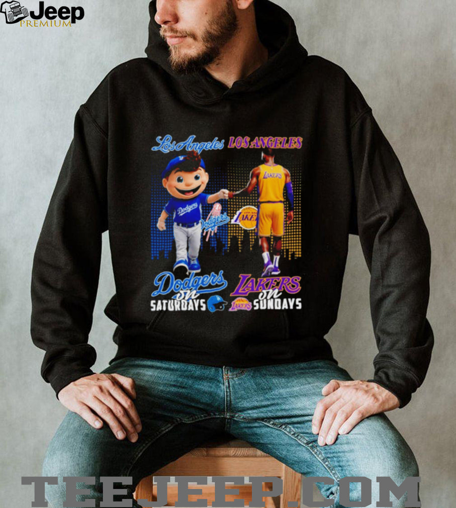 Los Angeles Dodgers on Saturdays LA Lakers on Sundays City Sports Fan T Shirt