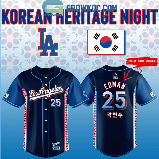 Los Angeles Dodgers x Korean Heritage Night Personalized Baseball Jersey