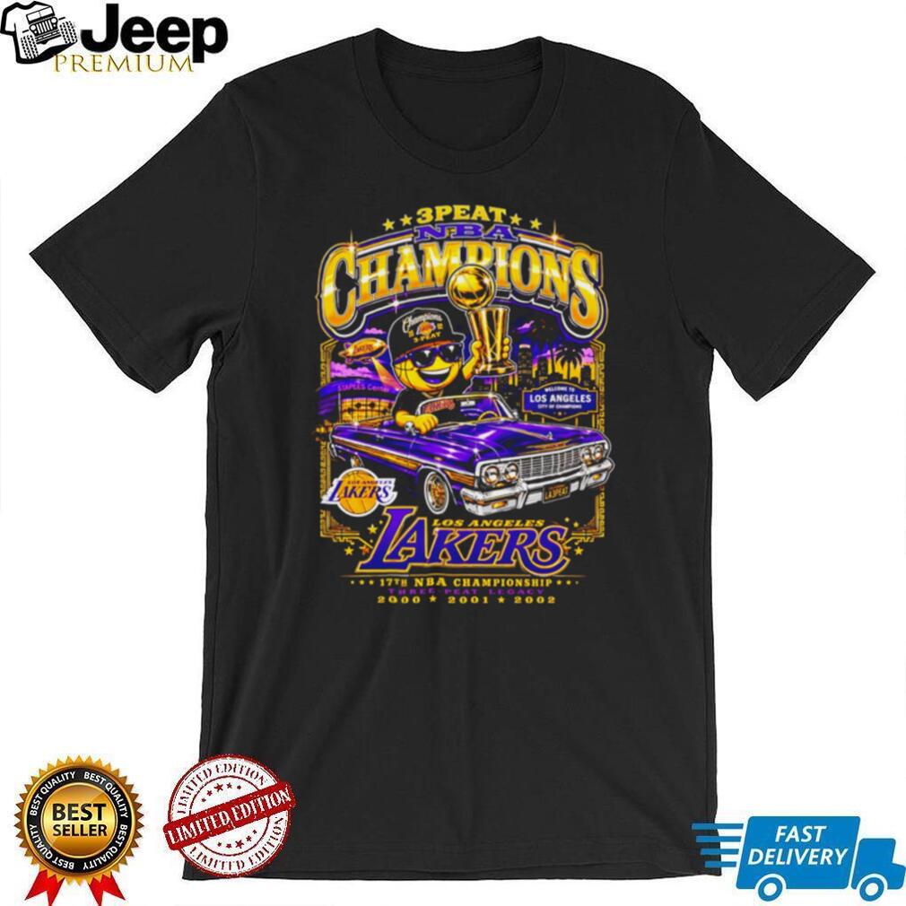Los Angeles Lakers 3 Peat NBA Champions Car T Shirt