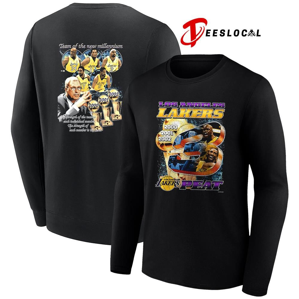 Los Angeles Lakers Kobe Bryant x Shaquille O’Neal 3 peat team of the new millennium shirt