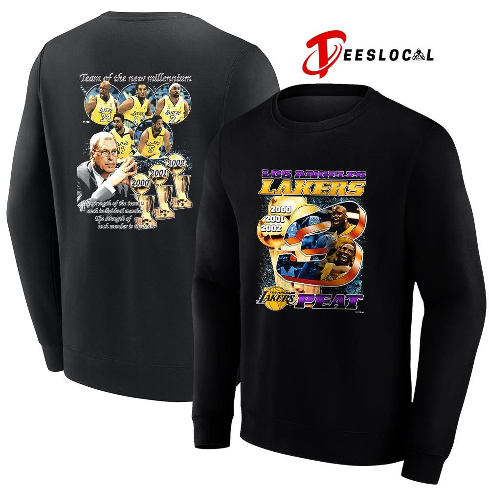 Los Angeles Lakers Kobe Bryant x Shaquille O’Neal 3 peat team of the new millennium shirt