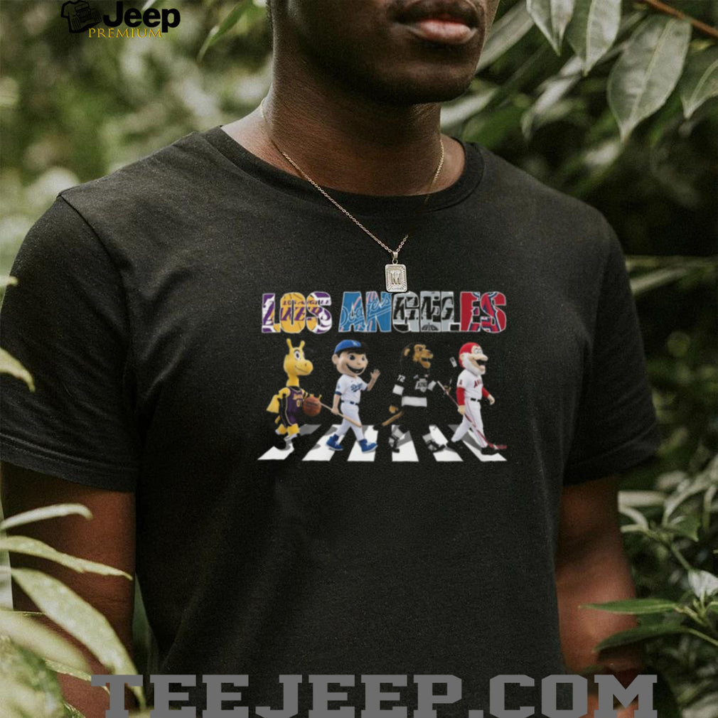 Los Angeles Sports Mascots Abbey Road Crosswalk Parody T Shirt