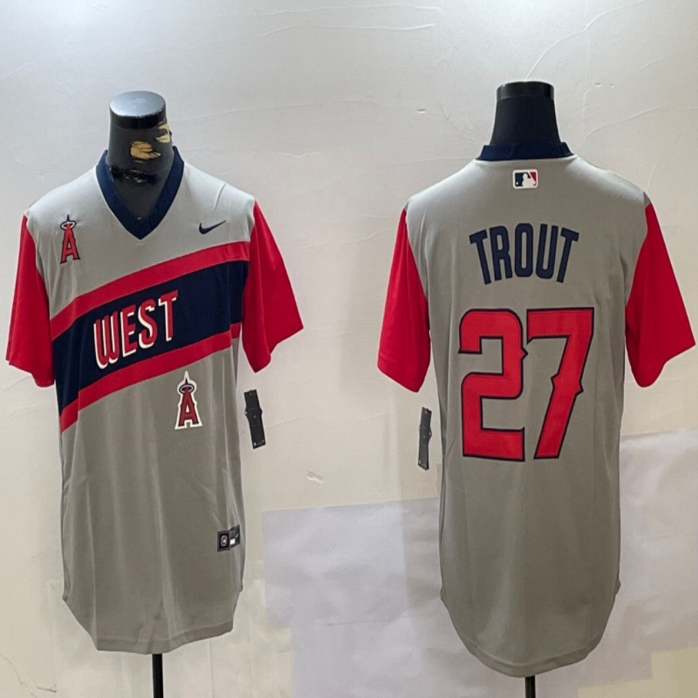 Los Angeles Angels #27 Mike Trout Angels Retro Adult Style 4