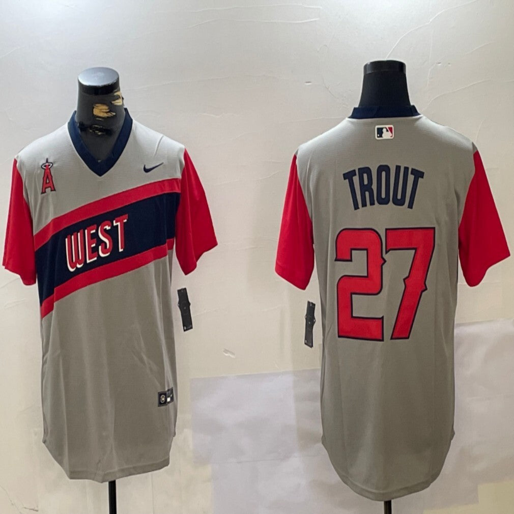 Los Angeles Angels #27 Mike Trout Angels Retro Adult Style 6