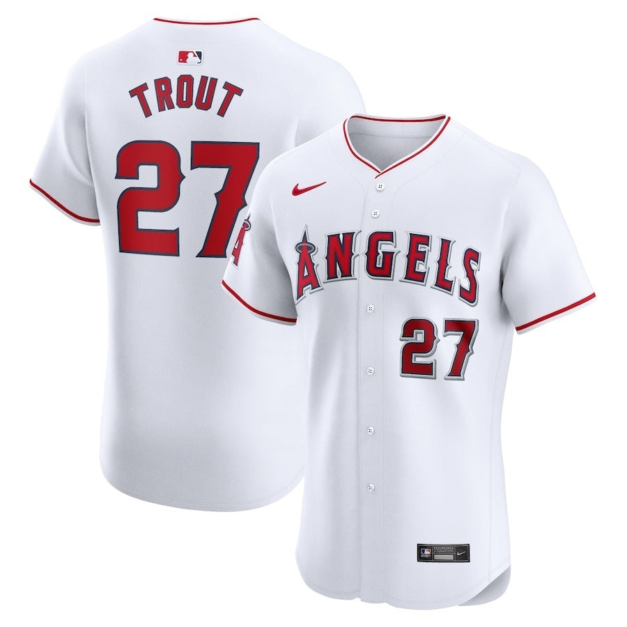 Los Angeles Angels #27 Mike Trout Home Elite Player Jersey - White