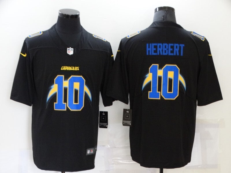 Los Angeles Chargers #10 Justin Herbert Lightning Black Shadow Edition 597