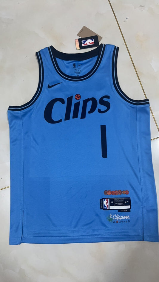 Los Angeles Clippers #1 James Harden 2425 city jersey blue Style 2