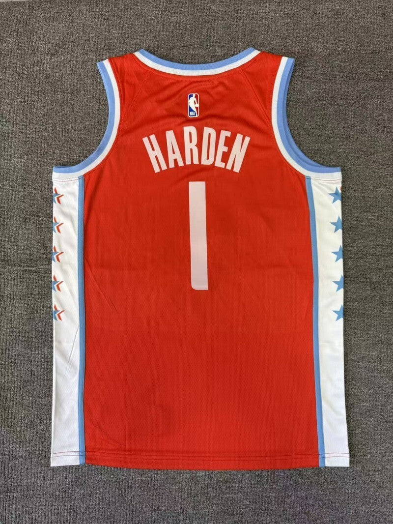 Los Angeles Clippers #1 James Harden 26 Season Clippers Team City Orange Red Style 1