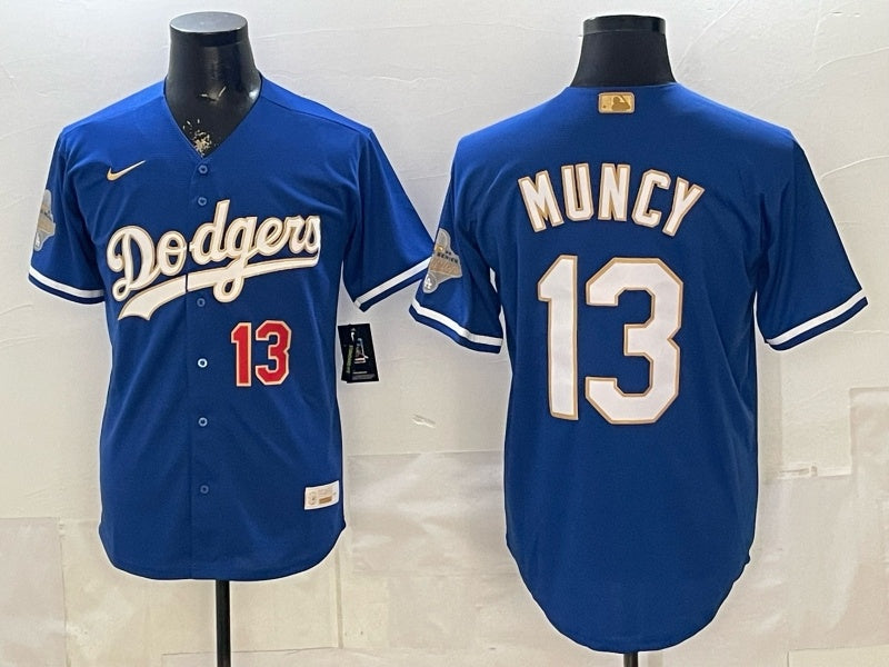 Los Angeles Dodgers #13 Max Muncy Dodgers Blue Gold Adult