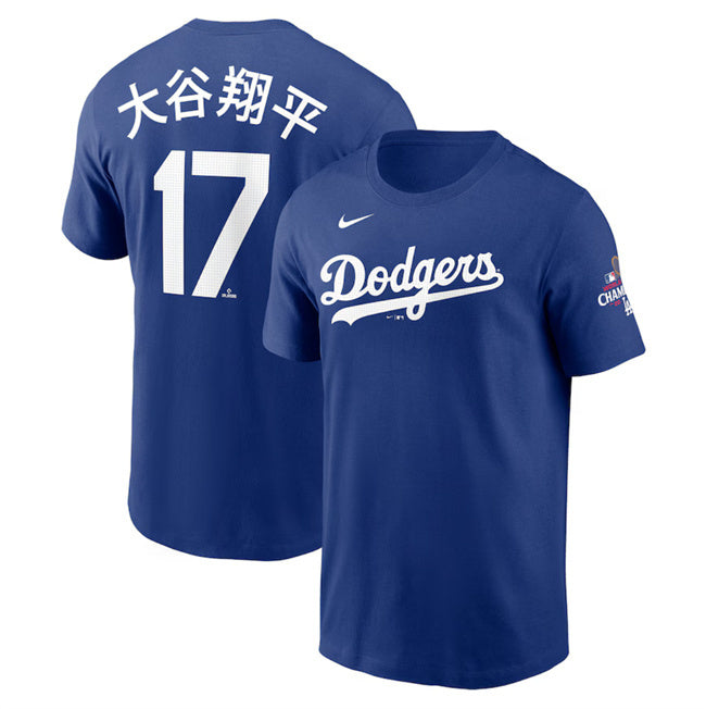 Los Angeles Dodgers #17 Shohei Ohtani Royal 2024 World Series Champions Name &