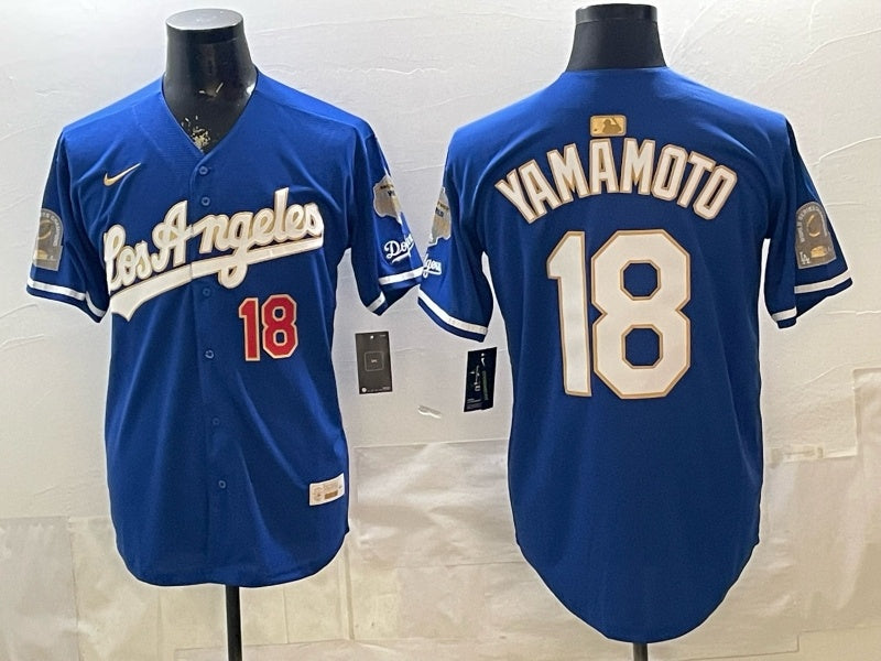 Los Angeles Dodgers #18 Yoshinobu Yamamoto Dodgers English Special V2 Style 1