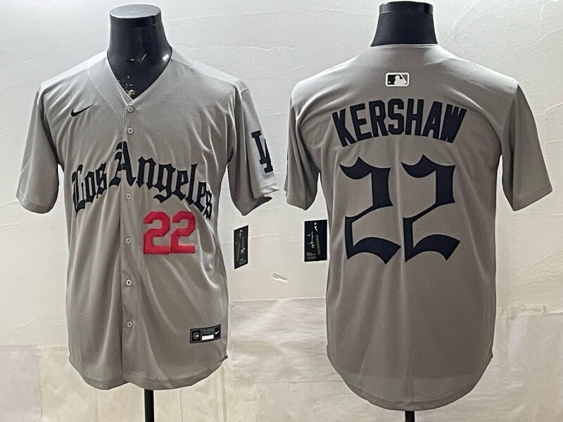 Los Angeles Dodgers #22 Clayton Kershaw Dodgers Gray 5 Edition Style 1