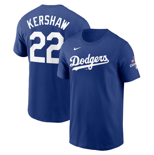 Los Angeles Dodgers #22 Clayton Kershaw Royal 2024 World Series Champions Name &