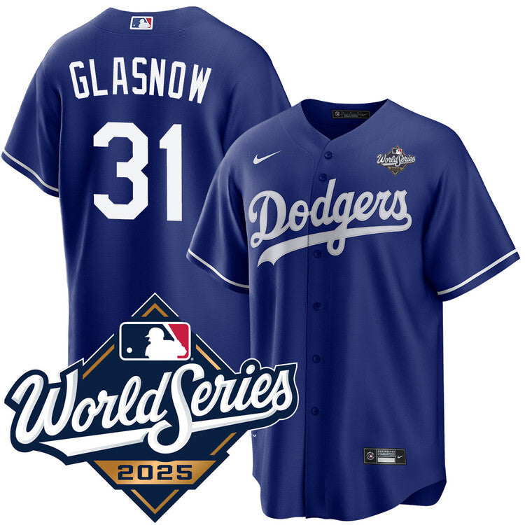 Los Angeles Dodgers #31 Tyler Glasnow Royal 2025 Alternate World Series Jersey