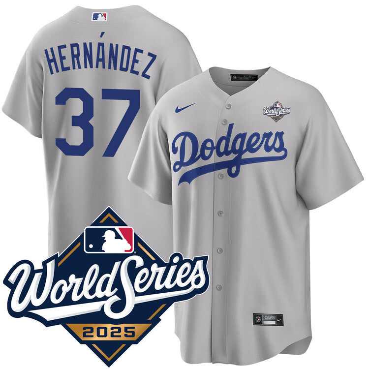 Los Angeles Dodgers #37 Teoscar Hernandez Alternate 2025 Road World Series Jersey