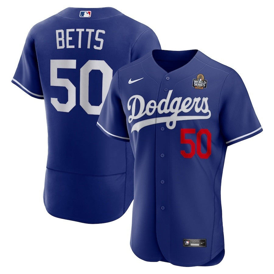 Los Angeles Dodgers #50 Mookie Betts 2024 World Series Alternate Authentic Player Jersey - Royal