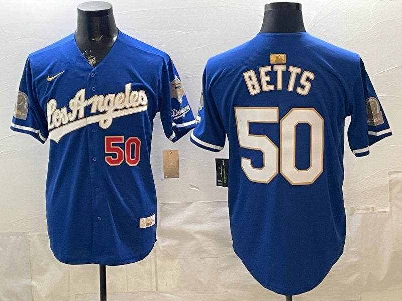 Los Angeles Dodgers #50 Mookie Betts Dodgers English Special V2 Style 1