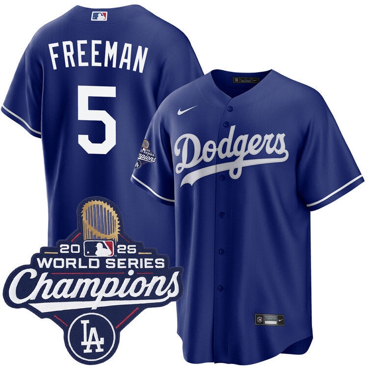 Los Angeles Dodgers #5 Freddie Freeman Royal 2025 Alternate World Series Champions Jersey