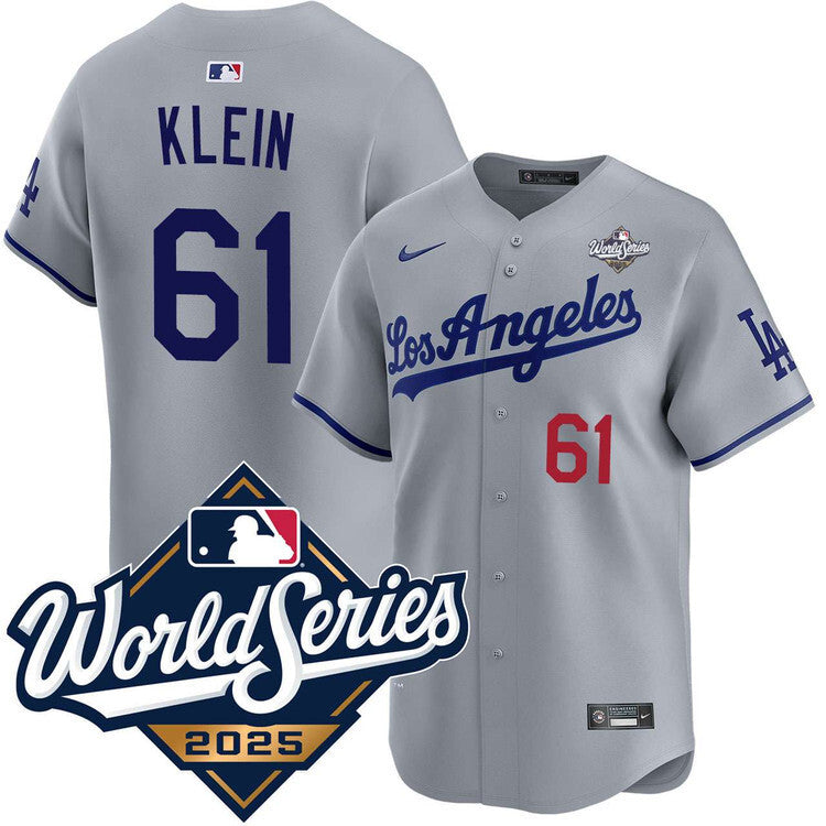 Los Angeles Dodgers #61 Will Klein Road Limited 2025 World Series Jersey