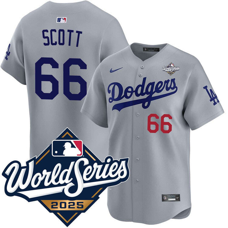 Los Angeles Dodgers #66 Tanner Scott Alternate Road Limited 2025 World Series Jersey