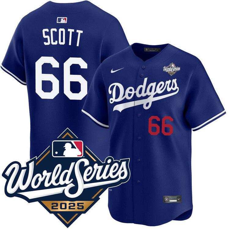 Los Angeles Dodgers #66 Tanner Scott Alternate Royal Limited 2025 World Series Jersey