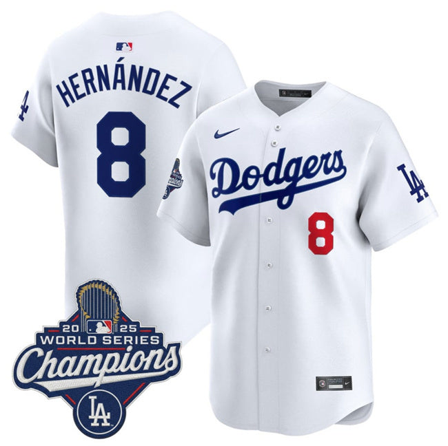 Los Angeles Dodgers #8 Enrique Hernandez White 2025 World Series Champions Patch2