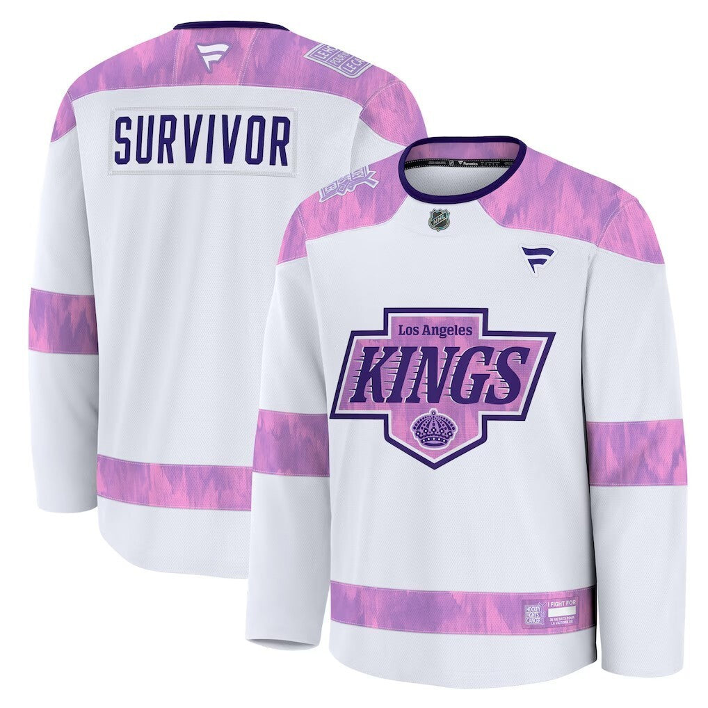 Los Angeles Kings Fanatics Hockey Fights Cancer Practice Jersey - White