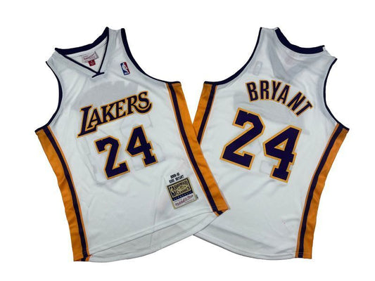 Los Angeles Lakers #24 Kobe Bryant Lakers 24 # White 09-10 Season Mitchell Retro Jersey -- Kobe _[1]
