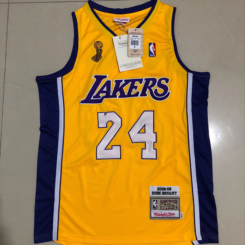 Los Angeles Lakers #24 Kobe Bryant Lakers 24 # Yellow V Collar With 08-09XS-XXL Style 2