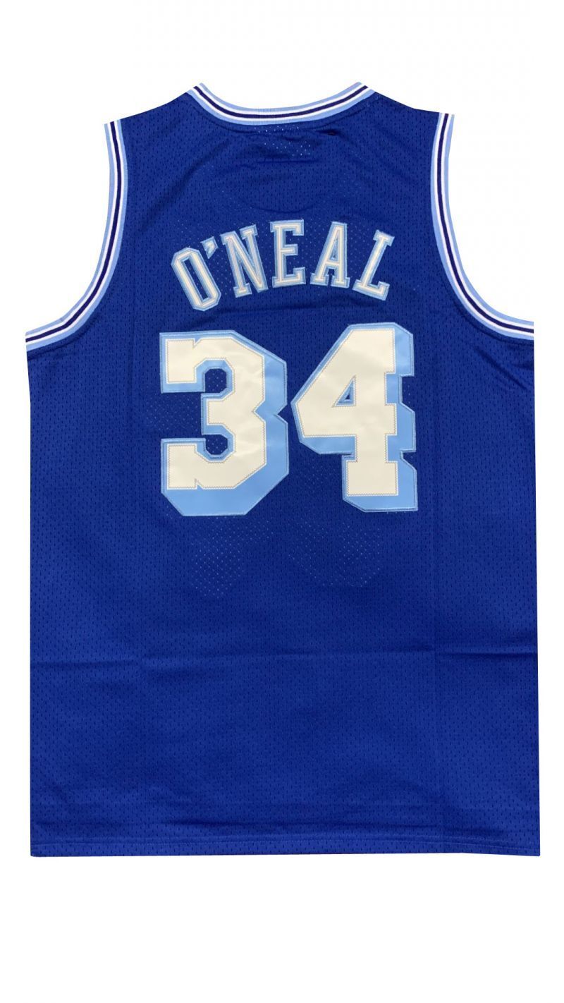 Los Angeles Lakers #34 Shaquille ONeal Lakers 34 # O'Neal 1996-97 Gold Logo Classic Retro Premium Mesh Jersey Style 1