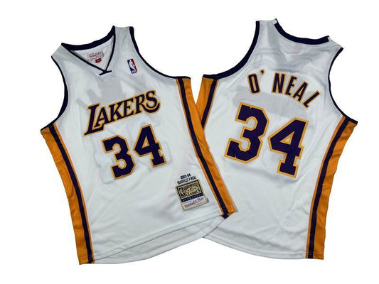 Los Angeles Lakers #34 Shaquille ONeal Lakers 34 # White 03-04 Season Mitchell Retro Jersey -- Shaquille · O'Neal Style 2
