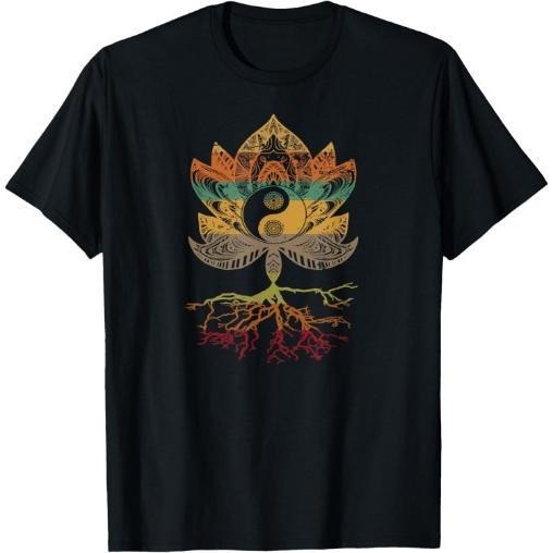 Lotus Mandala Yin Yang Sacred Geometry Spiritual T-Shirt Made in USA