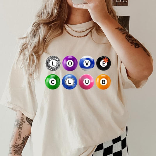 Love Club Retro #1 Shirt ~ Unisex Apparel Relaxed Fit Printed In The USA Clothing Womenswear Casual Comfort Cotton Top Athletic Boho Chic