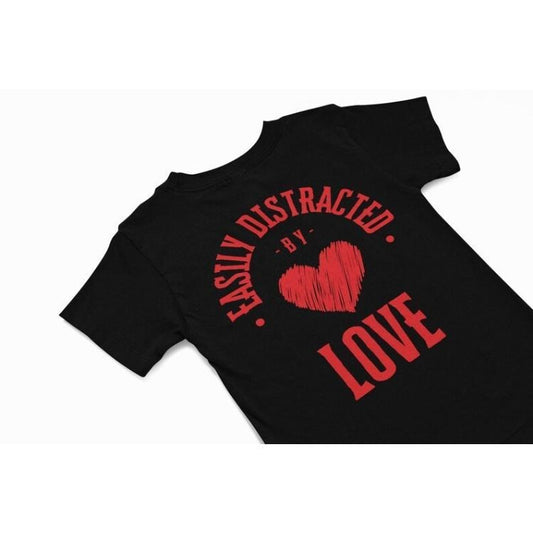 Love Heart T-Shirt, Easily distracted by Love, Quirky summer t shirt, Girlfriend lovers gift, Cute girls tee, Wife Anniversary t shirt gift Made in USA