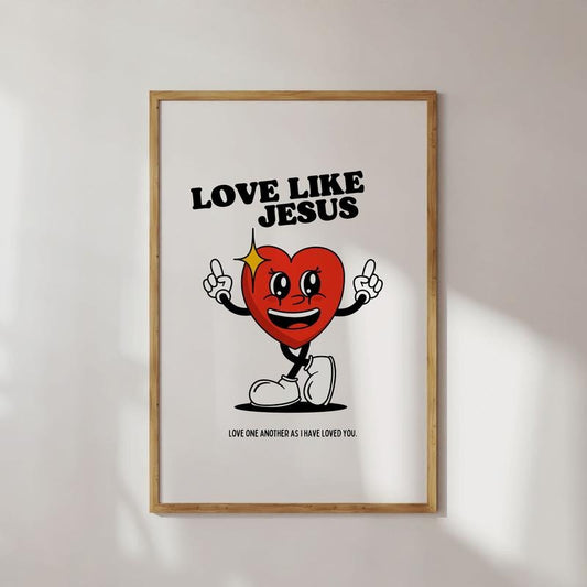 Love Like Jesus Large Wall Poster, Retro Mascot Wall Art, Christian Wall Art, Bible Verse Wall Art, Cute Wall Print Gift,...