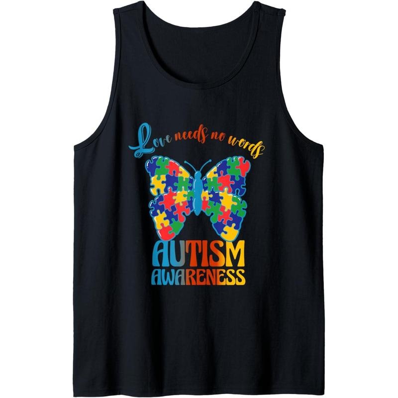 Love Needs No Words Autism Awareness Butterfly Tank Top MADE IN USA T-Shirts, Hoodie, Sweatshirt | WearSparks.com