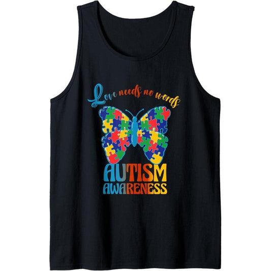 Love Needs No Words Autism Awareness Butterfly Tank Top MADE IN USA T-Shirts, Hoodie, Sweatshirt | WearSparks.com