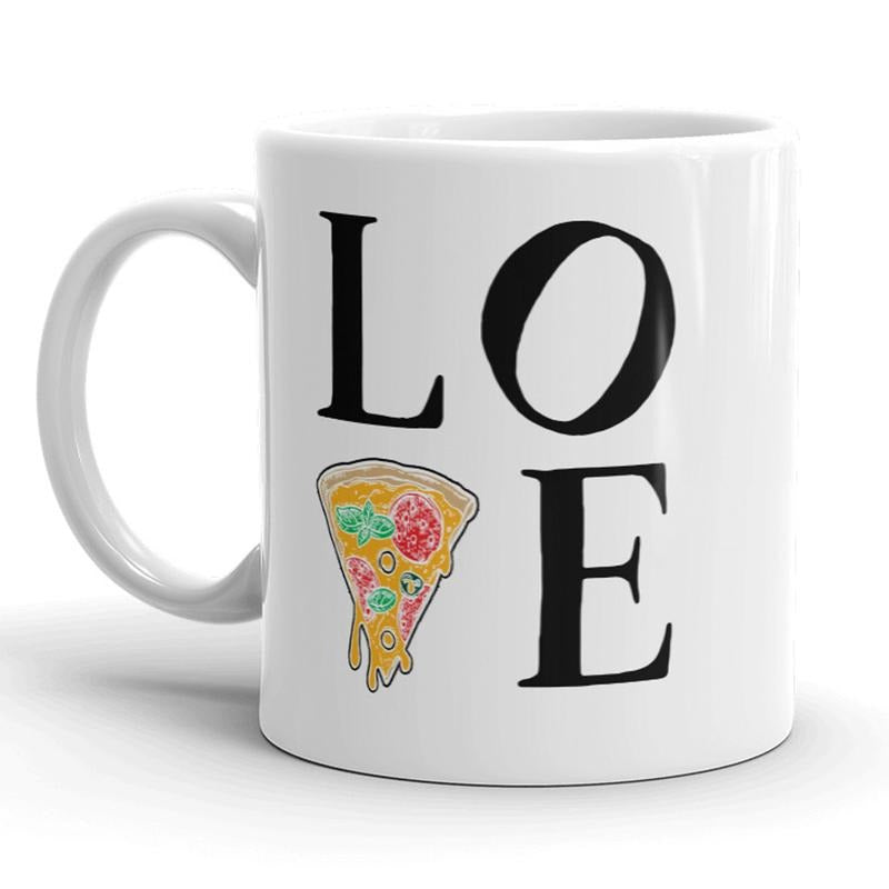 Love Pizza Mug Funny Valentines Day Coffee Cup - 11oz Funny Coffee Mugs Ceramic Printed Drinkware Cup
