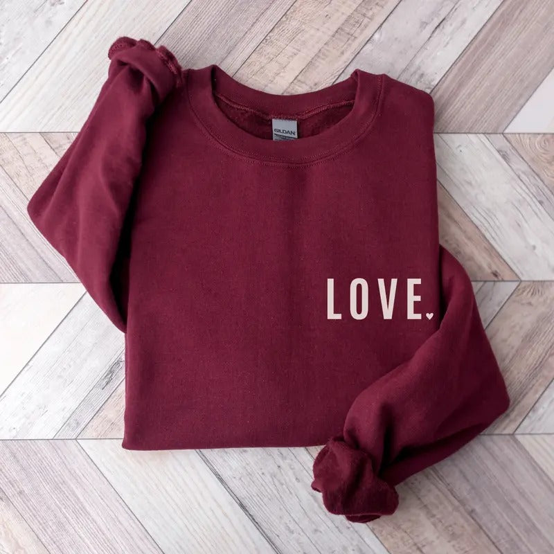 Love Pocket Sweatshirt, Minimalist Valentine Sweatshirt, Valentine's Day Apparel, Love Sweatshirt