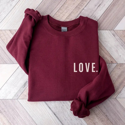 Love Pocket Sweatshirt, Minimalist Valentine Sweatshirt, Valentine's Day Apparel, Love Sweatshirt