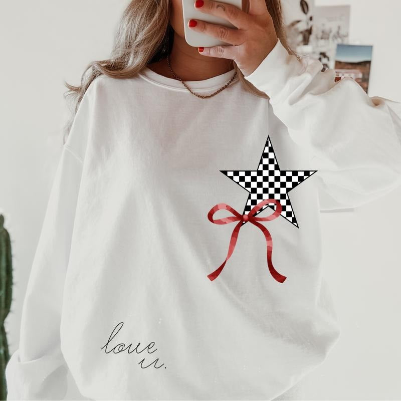 Love U Star Graphic Crewneck ~ Sweatshirt Unisex Apparel Relaxed Fit Printed in the USA Clothing Womenswear Casual and Comfortable