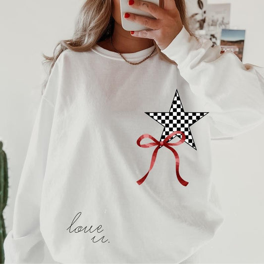 Love U Star Graphic Crewneck ~ Sweatshirt Unisex Apparel Relaxed Fit Printed in the USA Clothing Womenswear Casual and Comfortable