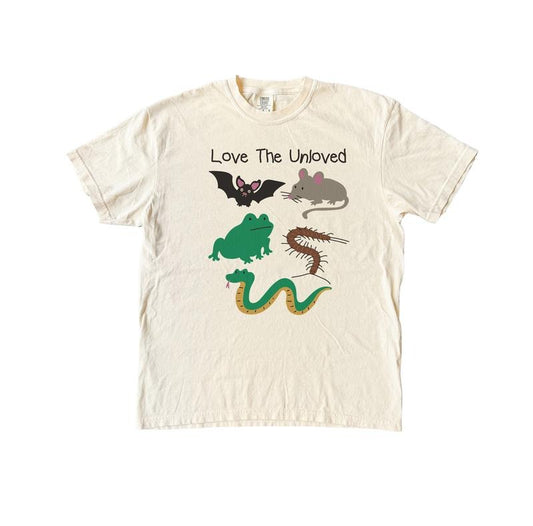 Love the unloved Comfort Colors Shirt, Funny Animal Graphic Tee, Frog Shirt, Rat, Bat, Snake