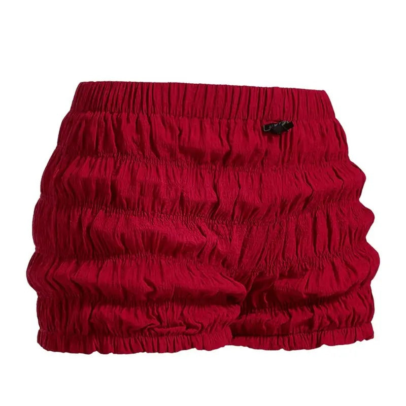 Low Rise Y2k Shorts Elastic Waist Bloomer Shorts Bow Coquette Mini Shorts