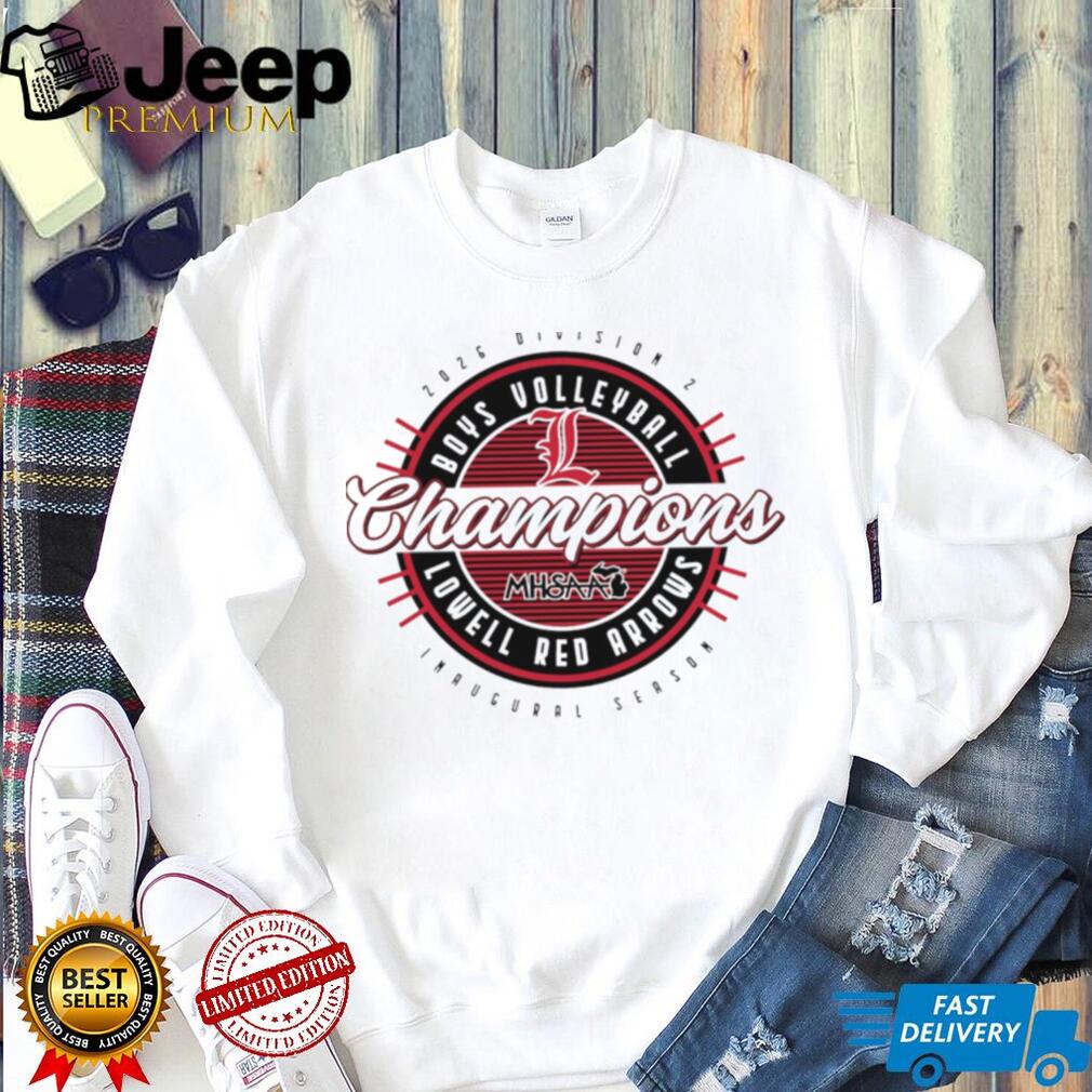 Lowell Red Arrows 2026 MHSAA Boys Volleyball D2 Champions shirt