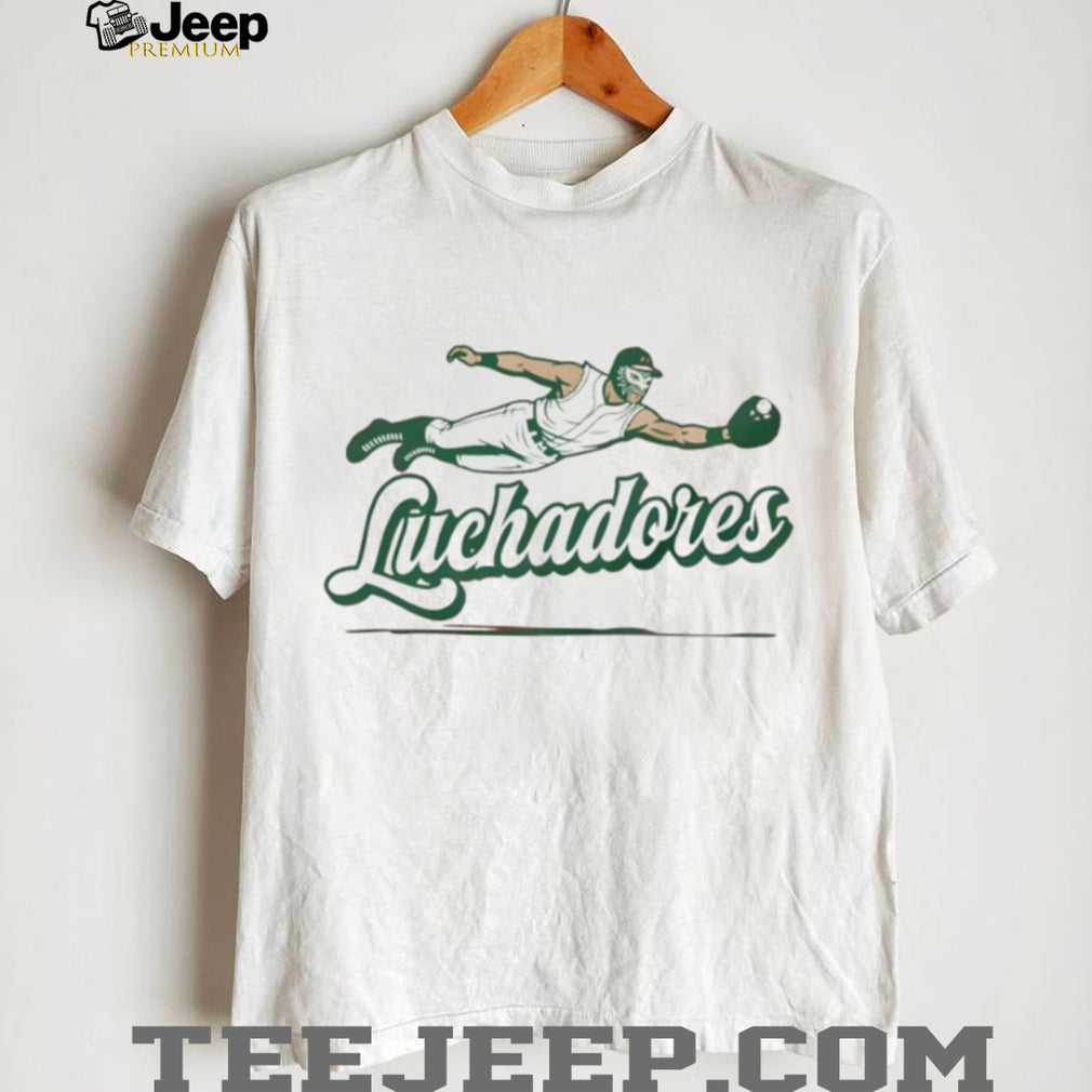 Luchadores Masked Baseball Player Diving Catch Sports Graphic T Shirt