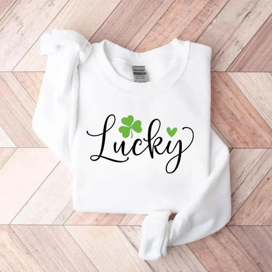 Lucky Clover Sweatshirt, St. Patrick’s Day Green Pullover, Irish Shamrock Crewneck, Festive Holiday Shirt for Women