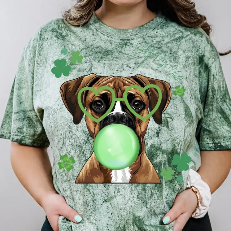 Lucky Dog Boxer Shirt ~ Unisex Apparel Relaxed Fit Printed In The USA Clothing Womenswear Casual Comfort Cotton Top Athletic Boho Chic